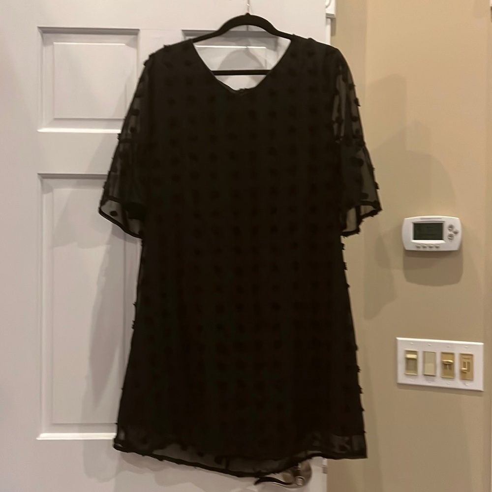 Black Swiss dot dress